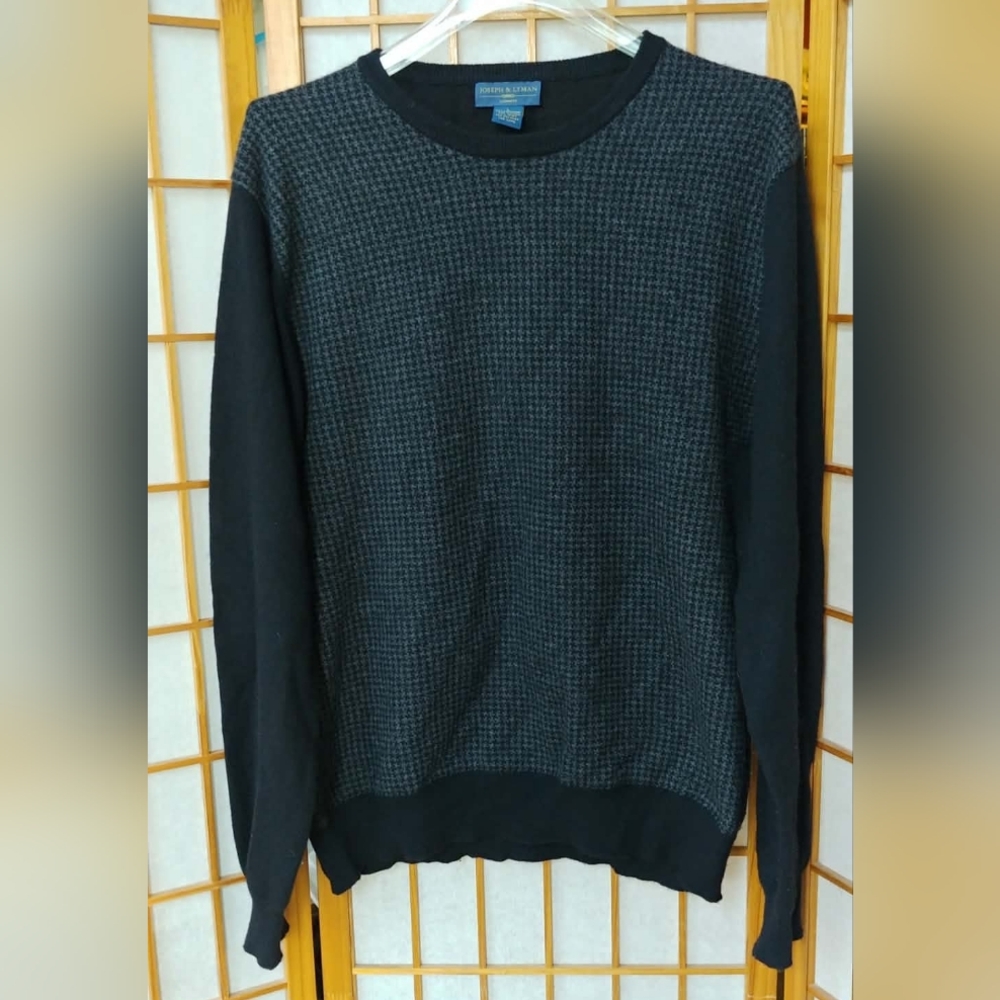 Cashmere Houndstooth Sweater Knit Top Unisex Sz Large By Joseph & Lyman